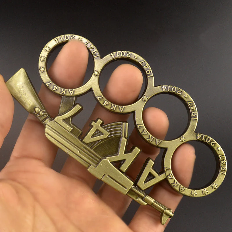 AK47-brass Knuckle Duster Boxing Self-defense Multifunctional Window Breaker Outdoor Portable EDC Tool - Image 2