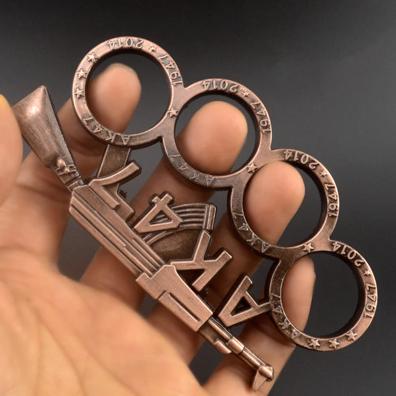 AK47-brass Knuckle Duster Boxing Self-defense Multifunctional Window Breaker Outdoor Portable EDC Tool - Image 5