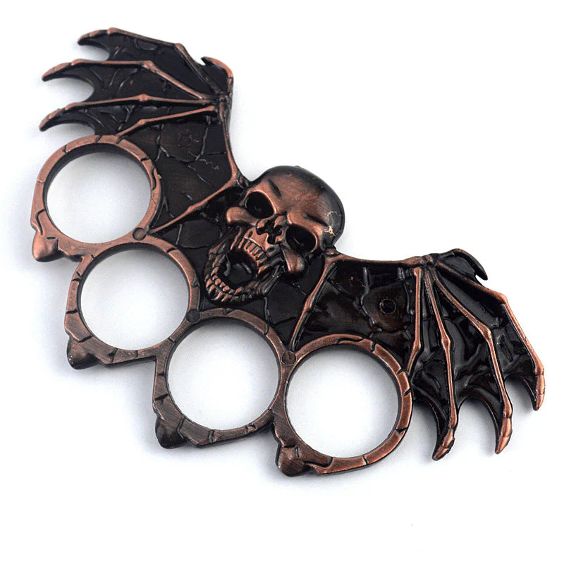 Bat Skeleton-Brass Knuckle Duster Boxing Four-finger Buckle Self-defense Window Breaker Outdoor Combat Protector EDC Tool