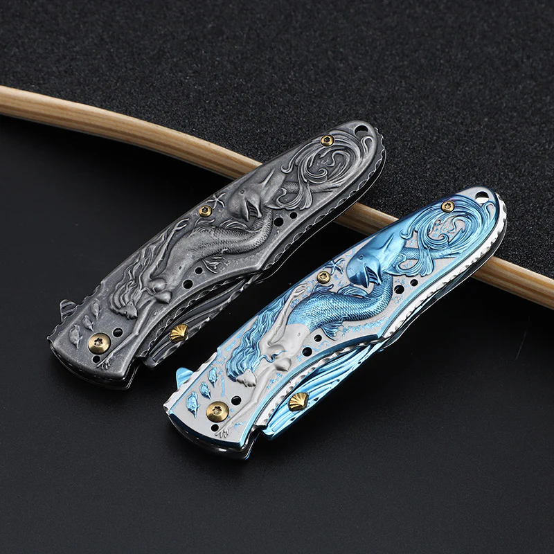 Beautiful Mermaid Folding Knife Self-defense Tactics Pocket Knives - Image 3