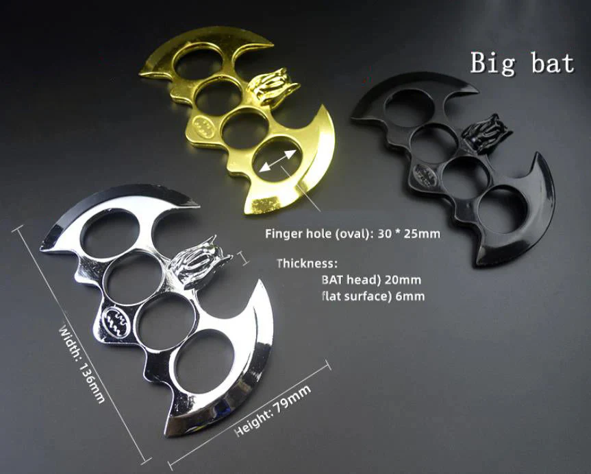 Big Bat Metal Brass Knuckle Duster Boxing Four Finger Buckle Defense Window Breaker Outdoor EDC Tool - Image 3