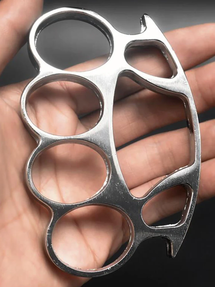 Big Finger Hole Brass Knuckle Duster Boxing Four Finger Buckle Defense Window Breaker Outdoor EDC Tool - Image 13