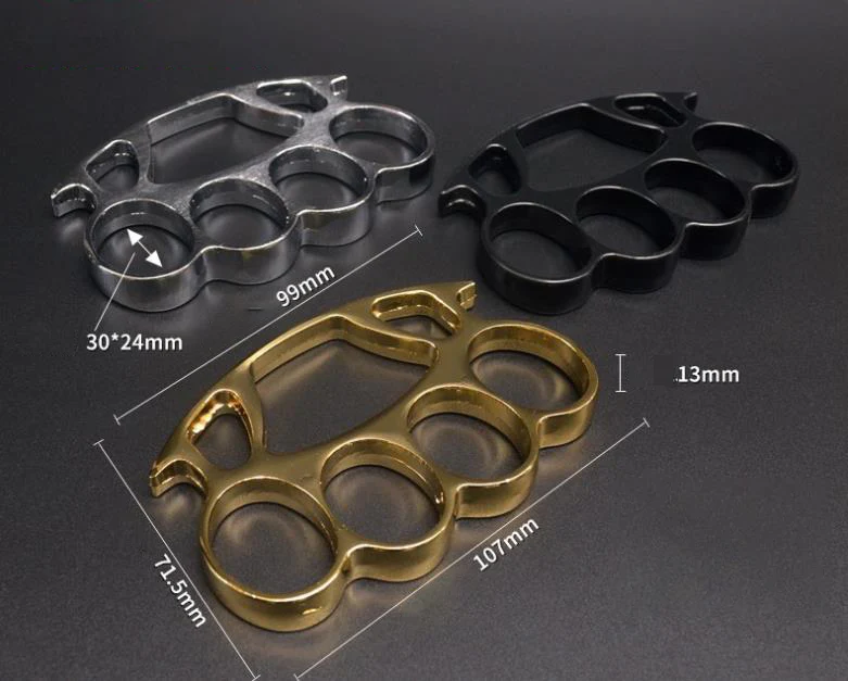 Big Finger Hole Brass Knuckle Duster Boxing Four Finger Buckle Defense Window Breaker Outdoor EDC Tool - Image 3