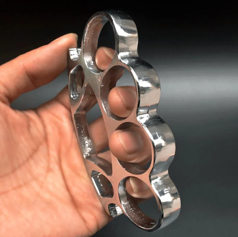 Big Finger Hole Brass Knuckle Duster Boxing Four Finger Buckle Defense Window Breaker Outdoor EDC Tool - Image 4