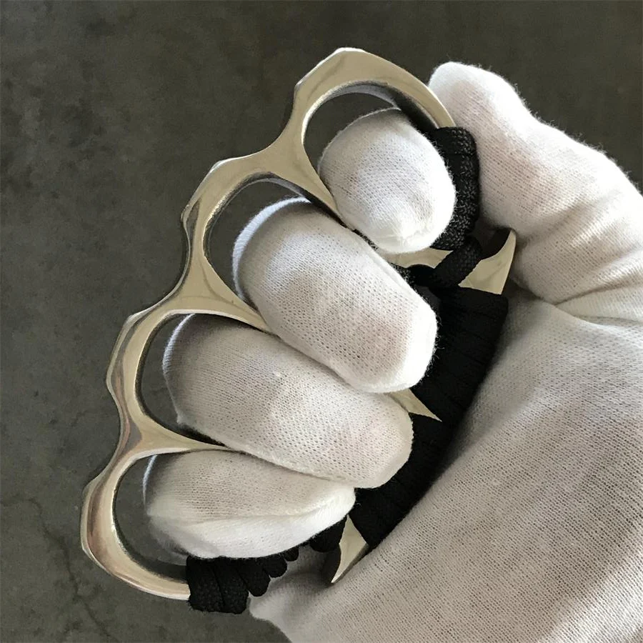Big Finger Hole Steel Knuckle Duster Self-defense Protective Gear - Image 4