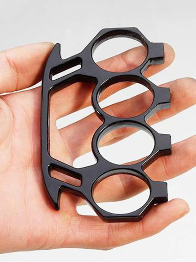 Brass Knuckle Duster Boxing Four Finger Buckle Defense Window Breaker Outdoor Training Combat Protective Gear EDC Tool - Image 11