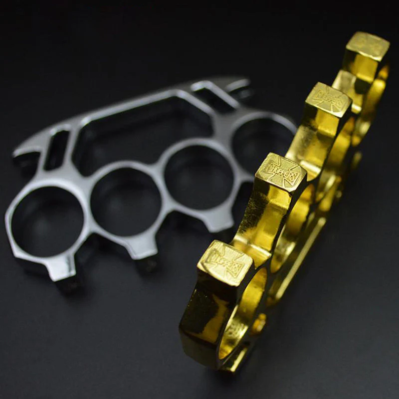 Brass Knuckle Duster Boxing Four Finger Buckle Defense Window Breaker Outdoor Training Combat Protective Gear EDC Tool - Image 4