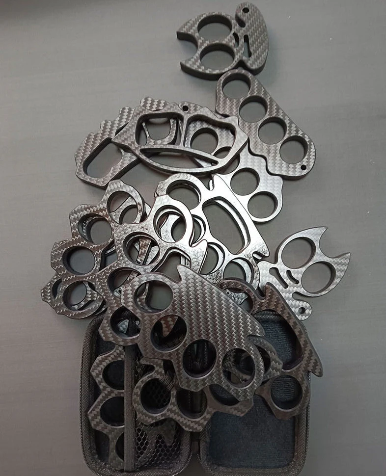 Carbon Fiber Knuckle Duster Four Finger Security Boxing Window Breaking EDC Tool - Image 12