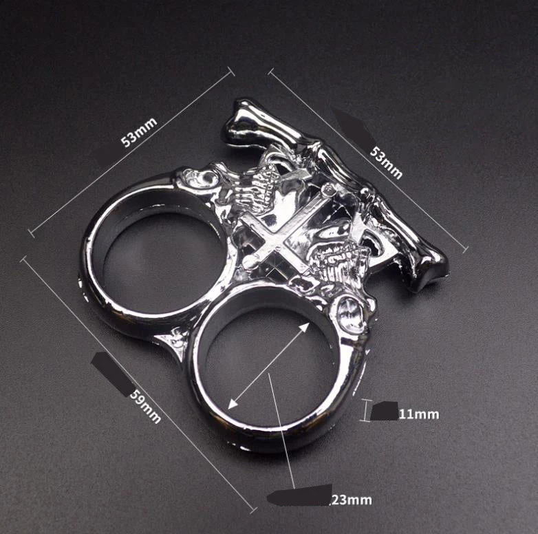 Portable Knuckle Duster Boxing Defense Window Breaker Two Finger Buckle Combat Fighting EDC Tool - Image 3