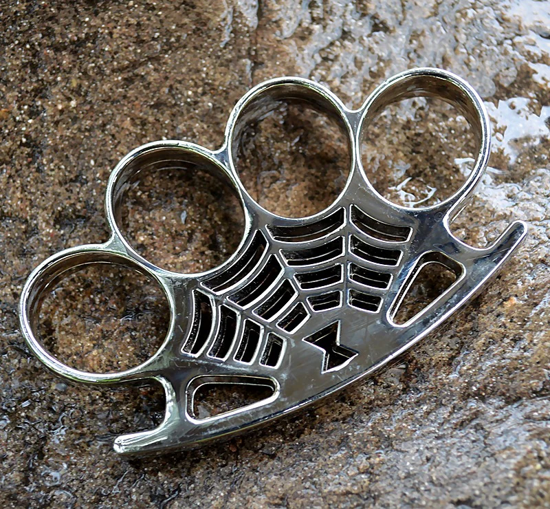 Cobweb Metal Brass Knuckle Duster Boxing Four Finger Buckle Defense Window Breaker Outdoor EDC Tool - Image 10
