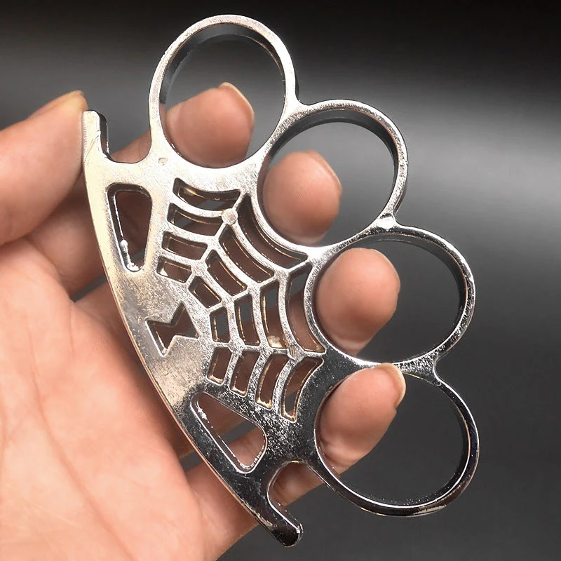 Cobweb Metal Brass Knuckle Duster Boxing Four Finger Buckle Defense Window Breaker Outdoor EDC Tool - Image 3