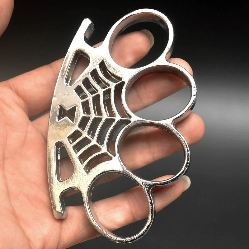 Cobweb Metal Brass Knuckle Duster Boxing Four Finger Buckle Defense Window Breaker Outdoor EDC Tool - Image 4