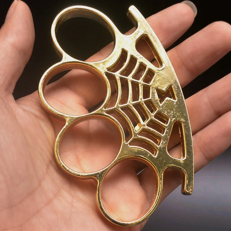 Cobweb Metal Brass Knuckle Duster Boxing Four Finger Buckle Defense Window Breaker Outdoor EDC Tool - Image 5