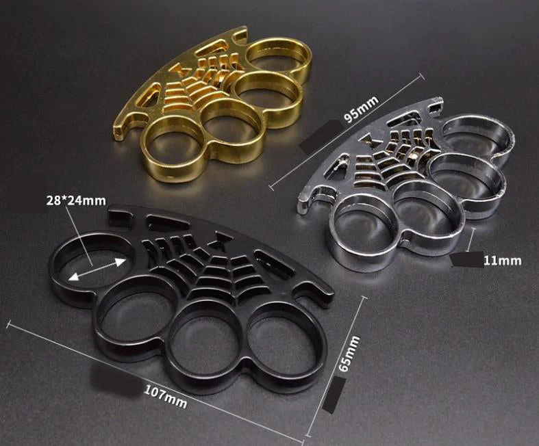 Cobweb Metal Brass Knuckle Duster Boxing Four Finger Buckle Defense Window Breaker Outdoor EDC Tool - Image 6
