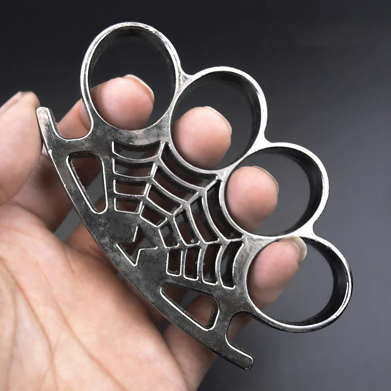 Cobweb Metal Brass Knuckle Duster Boxing Four Finger Buckle Defense Window Breaker Outdoor EDC Tool - Image 8