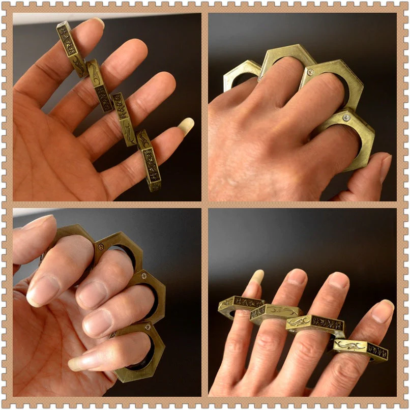 Collapsible Flexible Brass Knuckle Duster Boxing Four Finger Buckle Defense Window Breaker Outdoor EDC Tool - Image 3