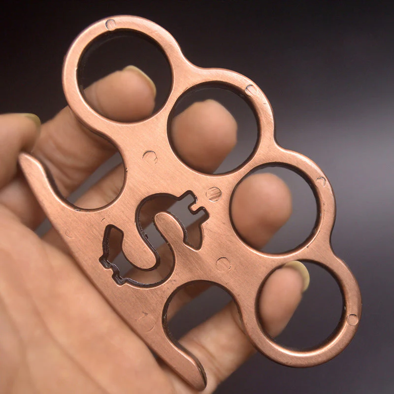 Snake- Brass Knuckle Duster Boxing Four Finger Buckle Defense Window Breaker EDC Tool