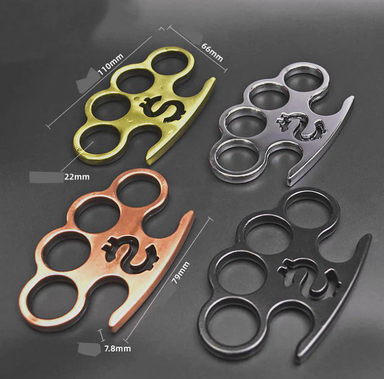 Snake- Brass Knuckle Duster Boxing Four Finger Buckle Defense Window Breaker EDC Tool - Image 4