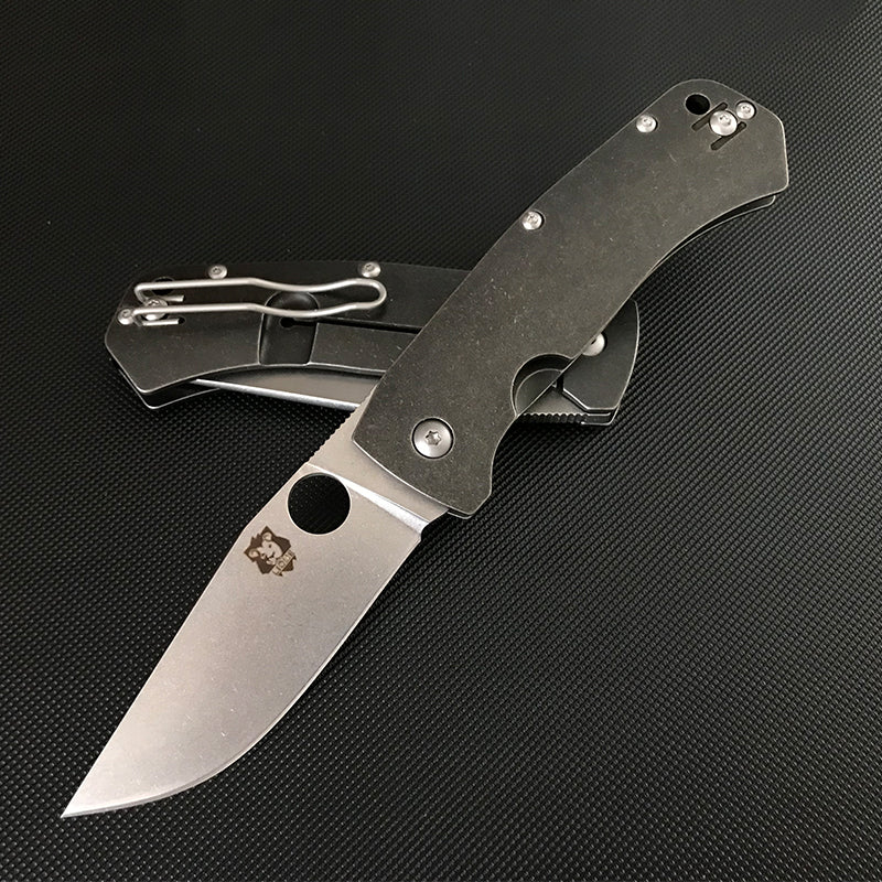 D2 Blade Folding Knife Titanium Handle Outdoor Tactical Knives - Image 2
