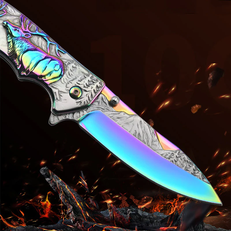 Deer Mountain Pattern Folding Knife Safety Defense Tactical Knives - Image 9