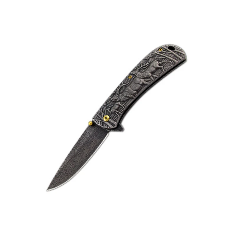 Embossed Pattern Folding Knife Outdoor Tactical Safety Knives - Image 10