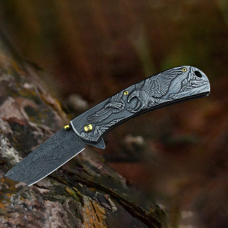 Embossed Pattern Folding Knife Outdoor Tactical Safety Knives - Image 6