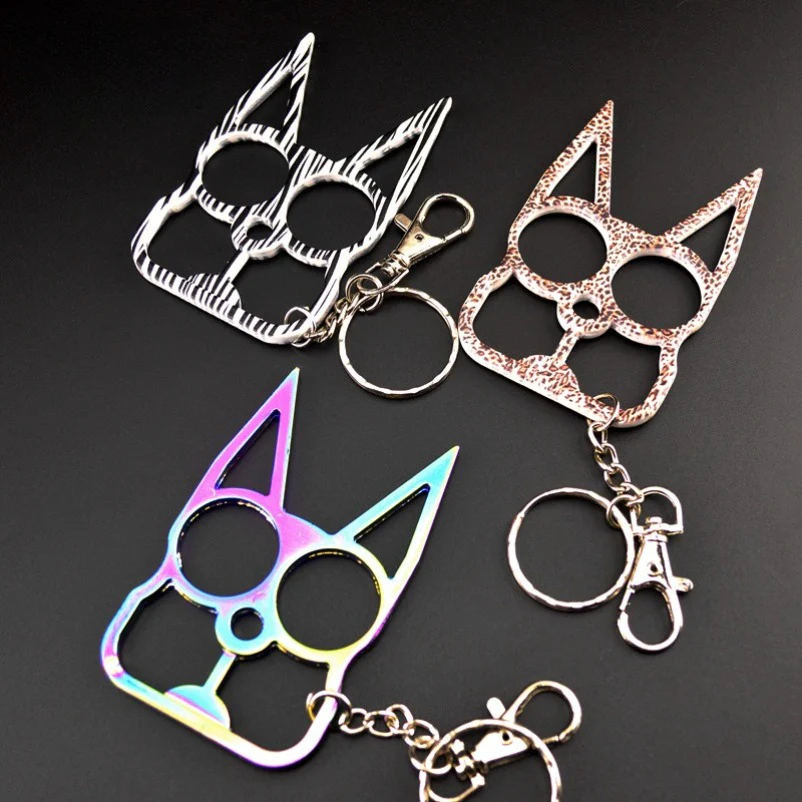 Fashion Cat Knuckle Duster Keychain EDC Self-defense Decoration