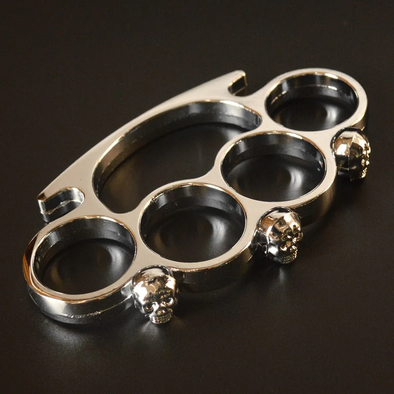 Fashion Skull Brass Knuckle Duster Boxing Four-finger Buckle Self-defense Window Breaker Outdoor Combat Protective Gear EDC Tool - Image 2