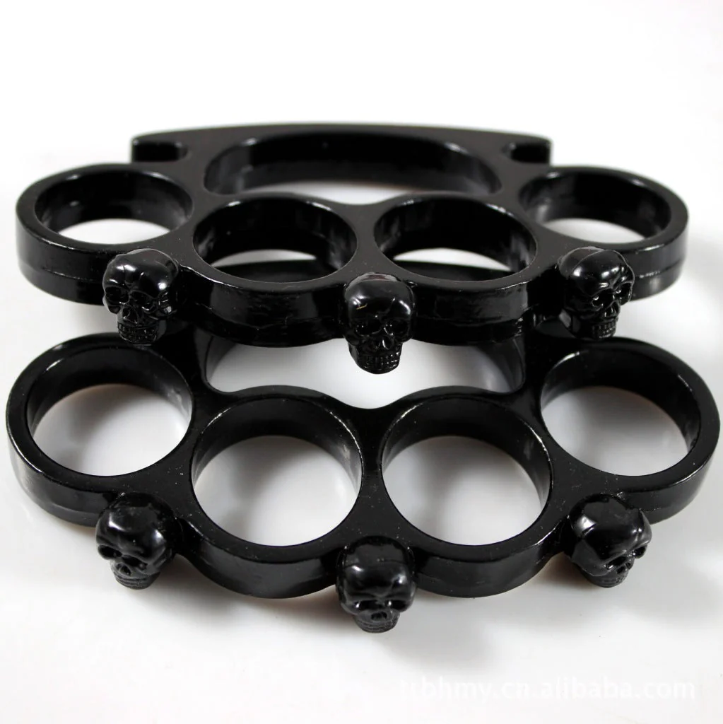 Fashion Skull Brass Knuckle Duster Boxing Four-finger Buckle Self-defense Window Breaker Outdoor Combat Protective Gear EDC Tool - Image 4