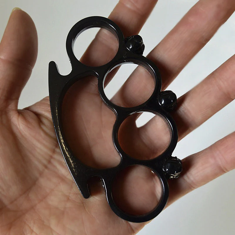 Fashion Skull Brass Knuckle Duster Boxing Four-finger Buckle Self-defense Window Breaker Outdoor Combat Protective Gear EDC Tool - Image 6