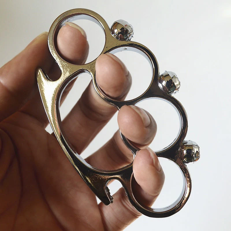 Fashion Skull Brass Knuckle Duster Boxing Four-finger Buckle Self-defense Window Breaker Outdoor Combat Protective Gear EDC Tool - Image 8