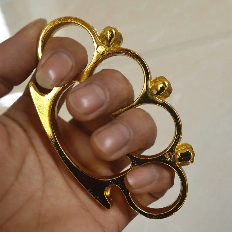 Fashion Skull Brass Knuckle Duster Boxing Four-finger Buckle Self-defense Window Breaker Outdoor Combat Protective Gear EDC Tool - Image 9