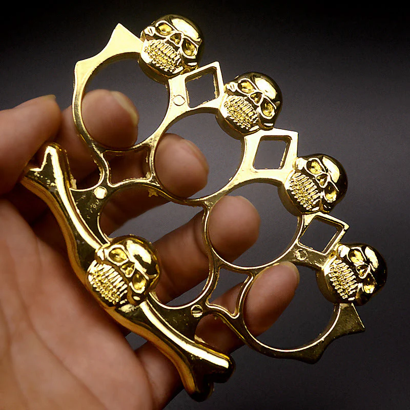 Five Ghost Head- Brass Knuckle Duster Boxing Four Finger Buckle Defense Window Breaker Outdoor EDC Tool - Image 2