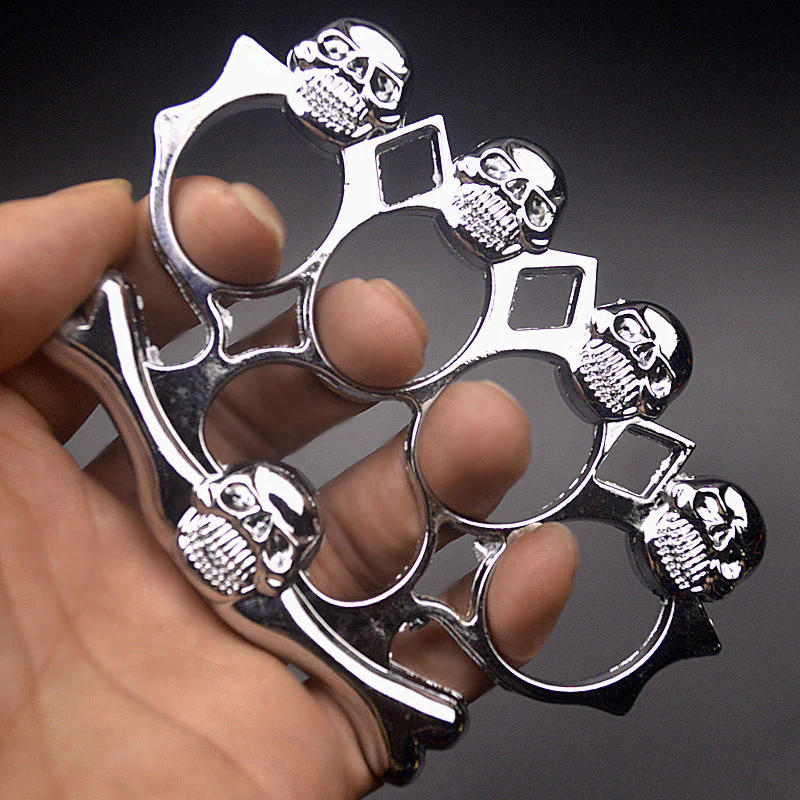 Five Ghost Head- Brass Knuckle Duster Boxing Four Finger Buckle Defense Window Breaker Outdoor EDC Tool - Image 3