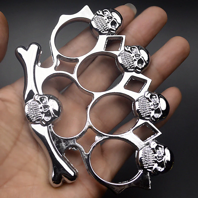 Five Ghost Head- Brass Knuckle Duster Boxing Four Finger Buckle Defense Window Breaker Outdoor EDC Tool - Image 4