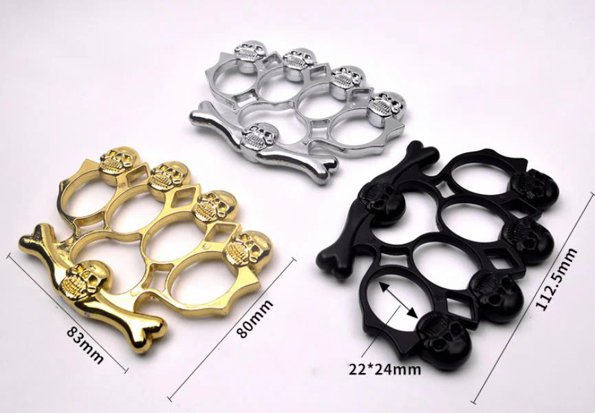 Five Ghost Head- Brass Knuckle Duster Boxing Four Finger Buckle Defense Window Breaker Outdoor EDC Tool - Image 5