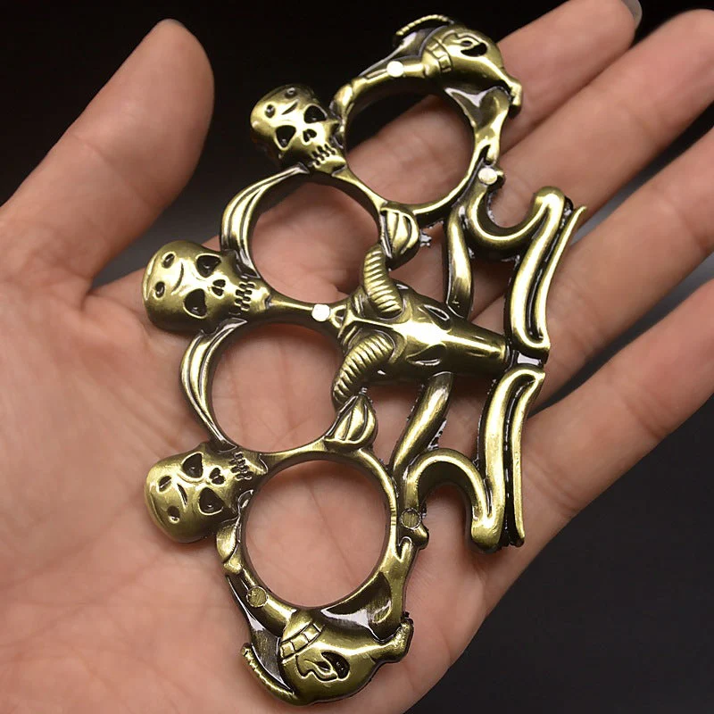 Goat Skull Knuckle Brass Duster Boxing Four Finger Buckle Defense Window Breaker Outdoor EDC Tool