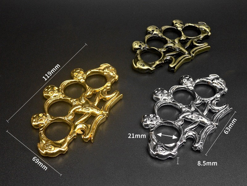 Goat Skull Knuckle Brass Duster Boxing Four Finger Buckle Defense Window Breaker Outdoor EDC Tool - Image 3