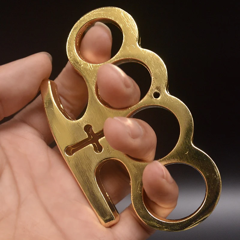 God - Brass Knuckle Duster Boxing Four Finger Buckle Defense Window Breaker Outdoor EDC Tool - Image 2