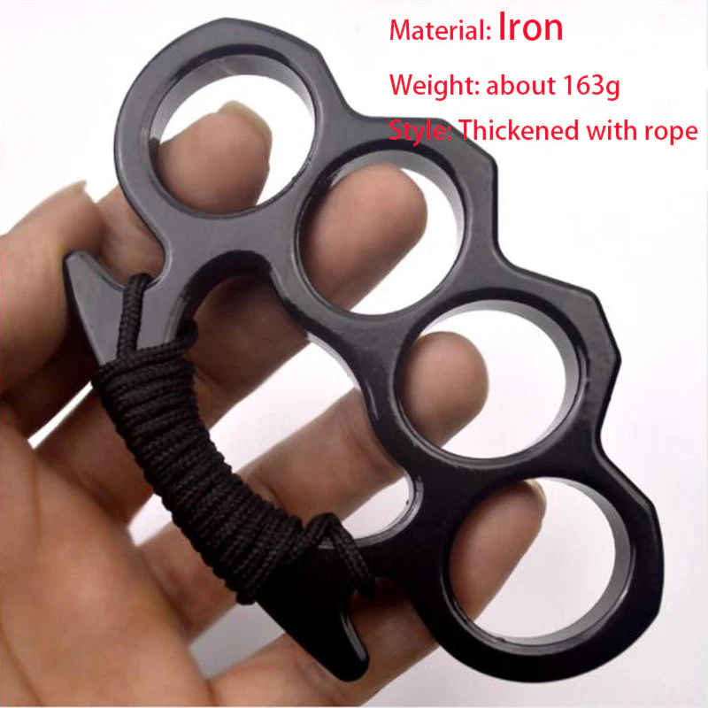 Iron Solid Knuckle Duster Boxing Four Finger Buckle Self Defense Window Breaker Outdoor Portable EDC Tool