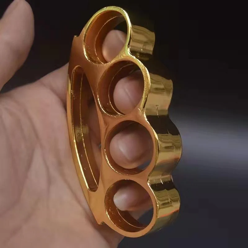 Mini Brass Knuckle Duster Boxing Four Finger Buckle Defense Window Breaker Outdoor EDC Tool - Image 4