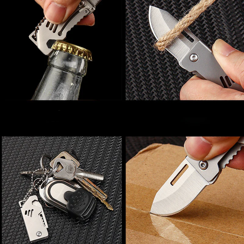Mini Folding Bottle Opener Knife Keychain Pendant Knives - Image 2