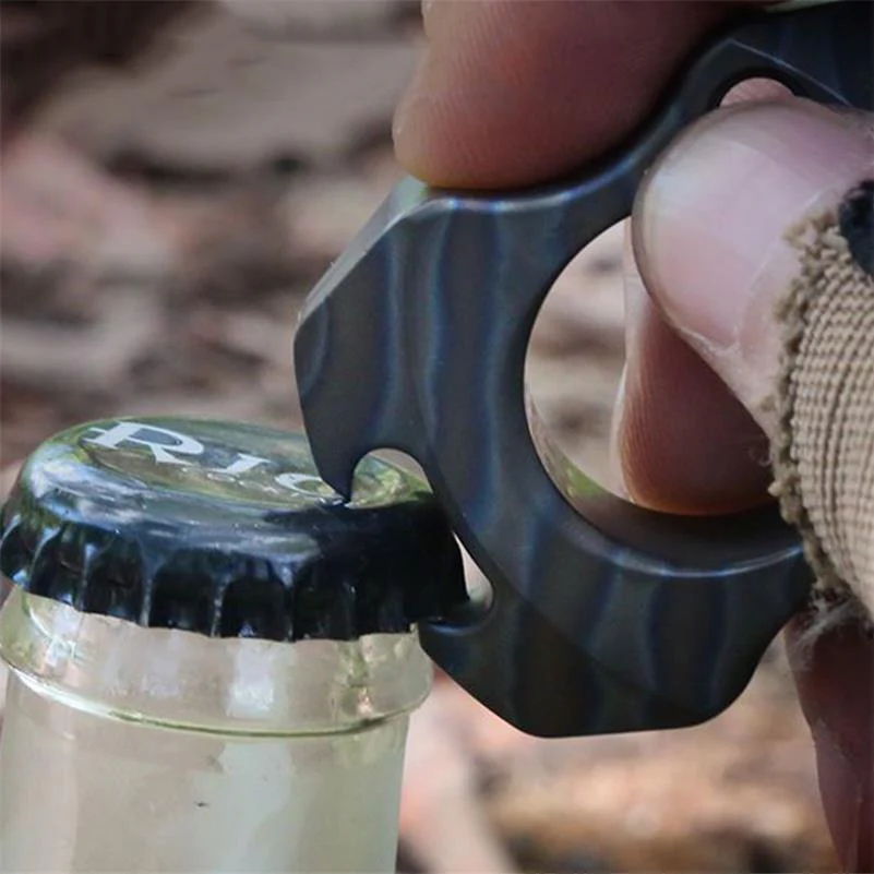 Mini Hand-fired Titanium Knuckle Duster Bottle Opening EDC Tool - Image 4