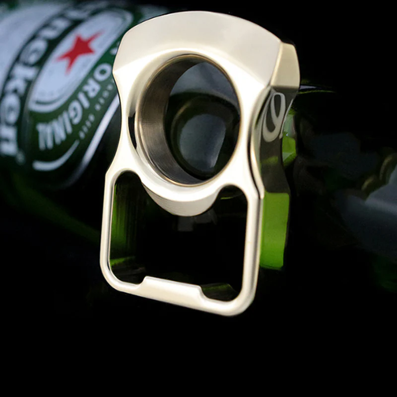 Mini Single Finger Brass Knuckle Multi-functional Bottle Opening Tool - Image 3