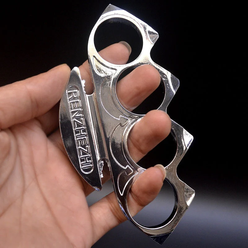 Big Finger Hole Brass Knuckle Duster Boxing Four Finger Buckle Defense Window Breaker EDC Tool - Image 5