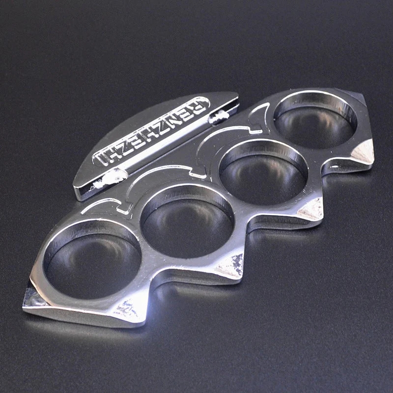 Big Finger Hole Brass Knuckle Duster Boxing Four Finger Buckle Defense Window Breaker EDC Tool - Image 6