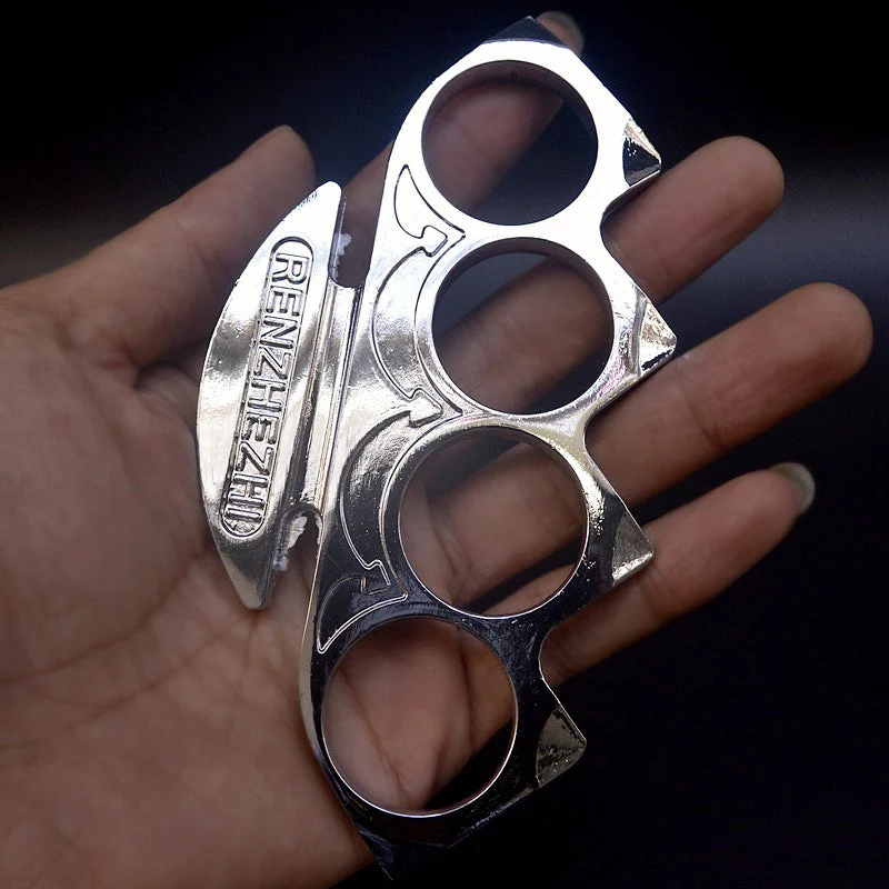 Big Finger Hole Brass Knuckle Duster Boxing Four Finger Buckle Defense Window Breaker EDC Tool - Image 7