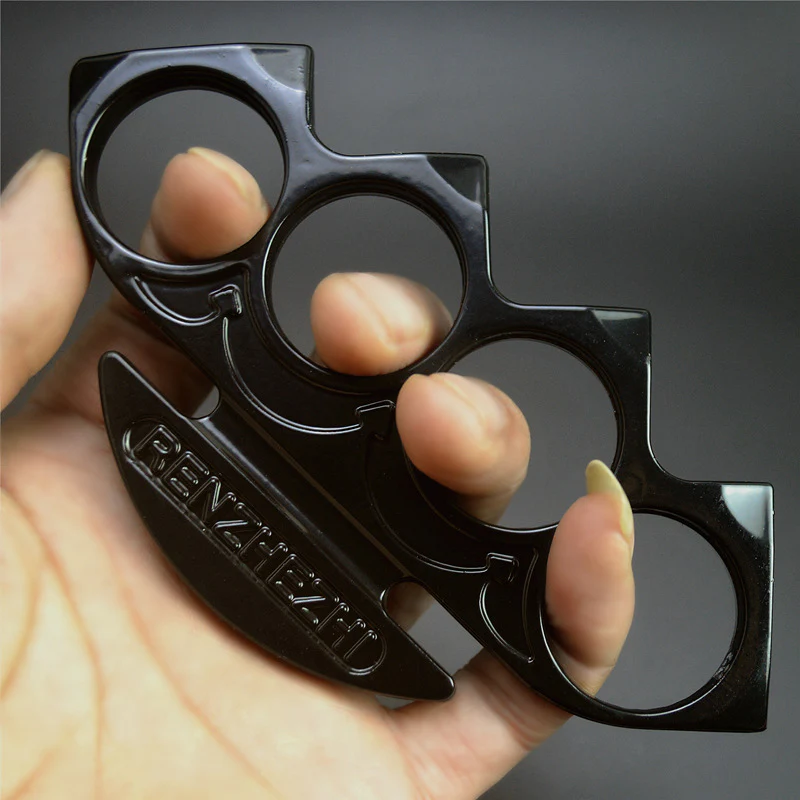 Big Finger Hole Brass Knuckle Duster Boxing Four Finger Buckle Defense Window Breaker EDC Tool - Image 9