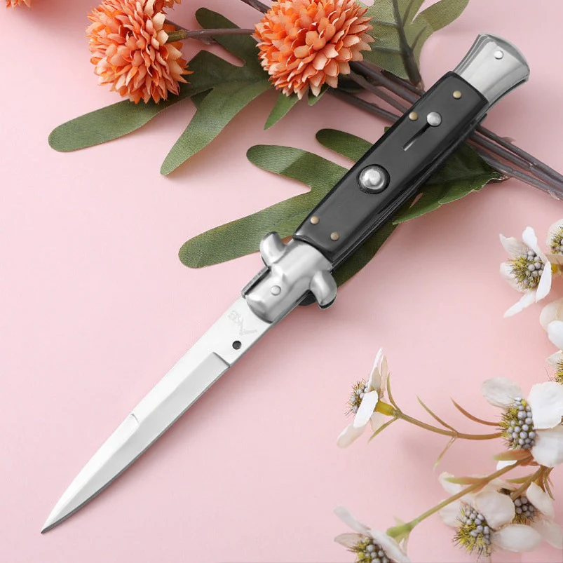 Outdoor Folding Knife 7Cr13Mov Resin Painted Wood Pocket Knives - Image 4