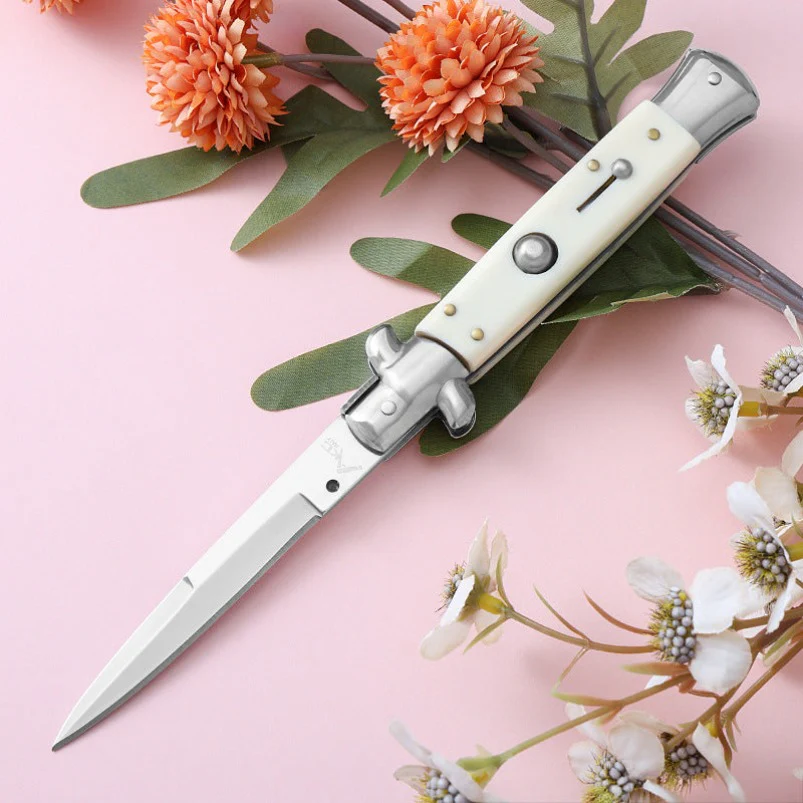 Outdoor Folding Knife 7Cr13Mov Resin Painted Wood Pocket Knives - Image 5